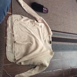 Over sized tan off the shoulder sweater